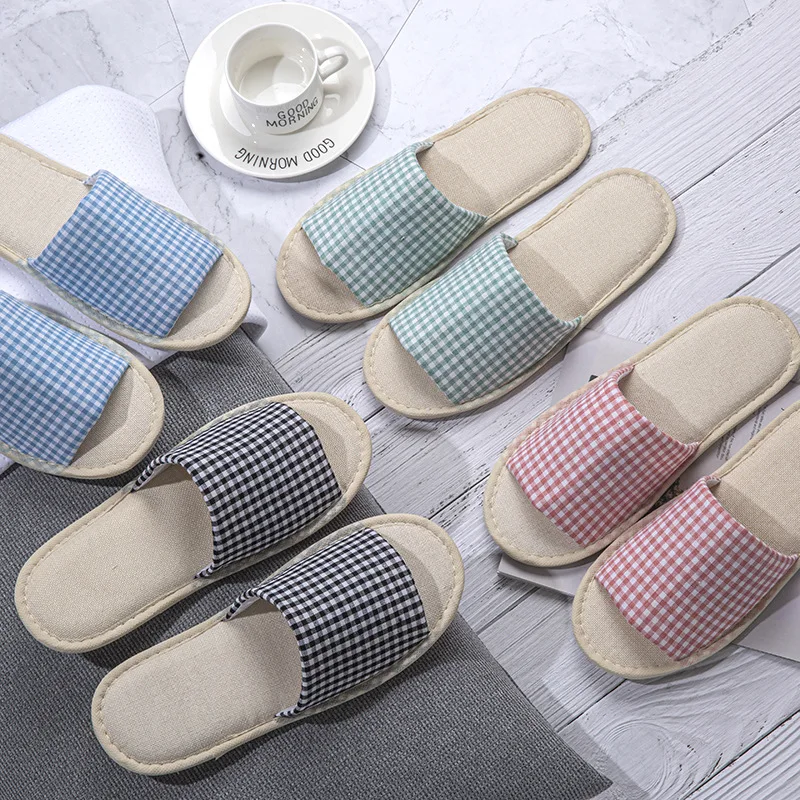 4 Pairs/lot Slippers Men Women Hemp Hotel Disposable Slides Home Travel Sandals Hospitality Footwear One Size Wholesale Open Toe