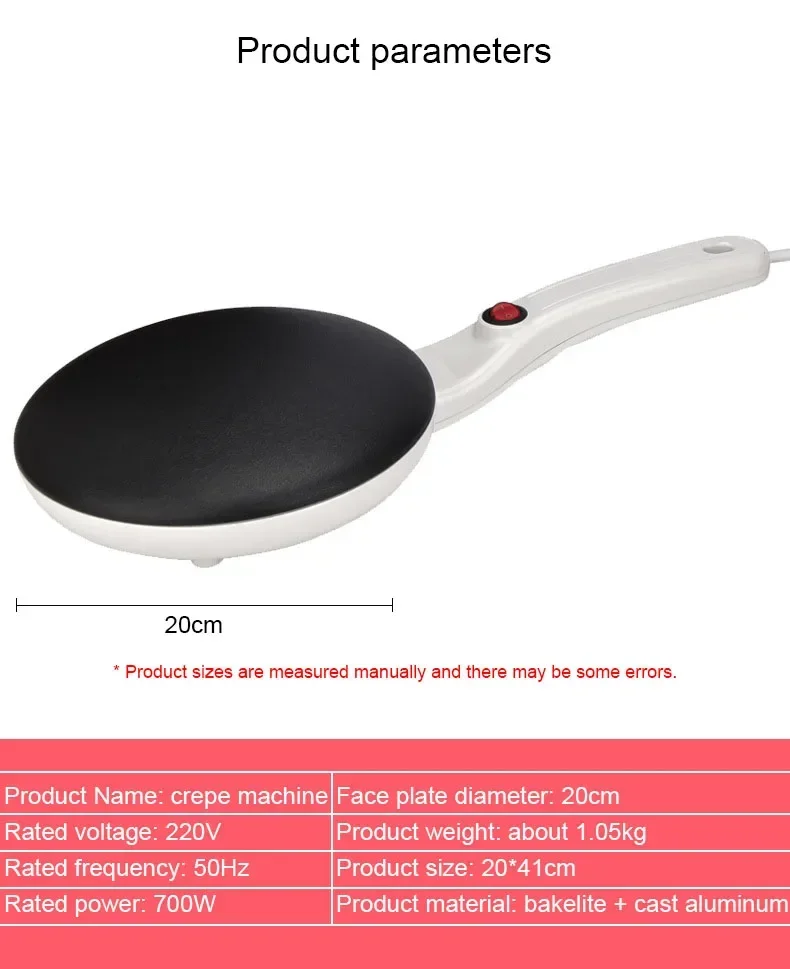 Description Picture 4 of itemElectric Crepe Maker Breakfast Pizza Machine Pancake Baking Pan Cake Non-stick Griddle Chinese Spring Roll Cooking Tools EU