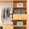 1pc Imitation Linen Fabric Storage Box Foldable Portable Dustproof Storage Bin With Lid Clothes Sundries Storage Organizer 3