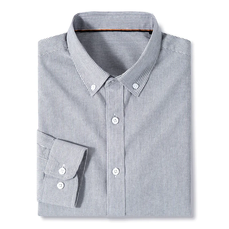 2024 Long Sleeve Shirt for Men, Pure Cotton Casual Shirt Coat, British Style Striped Dress Shirt in Spring/Autumn ropa hombre