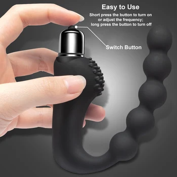 Anal Bead Vibrator Prostate Massager Anal Plug Waterproof 10 Speeds Stimulation Butt Anus Silicone Adult Men Women Sex Toys 2