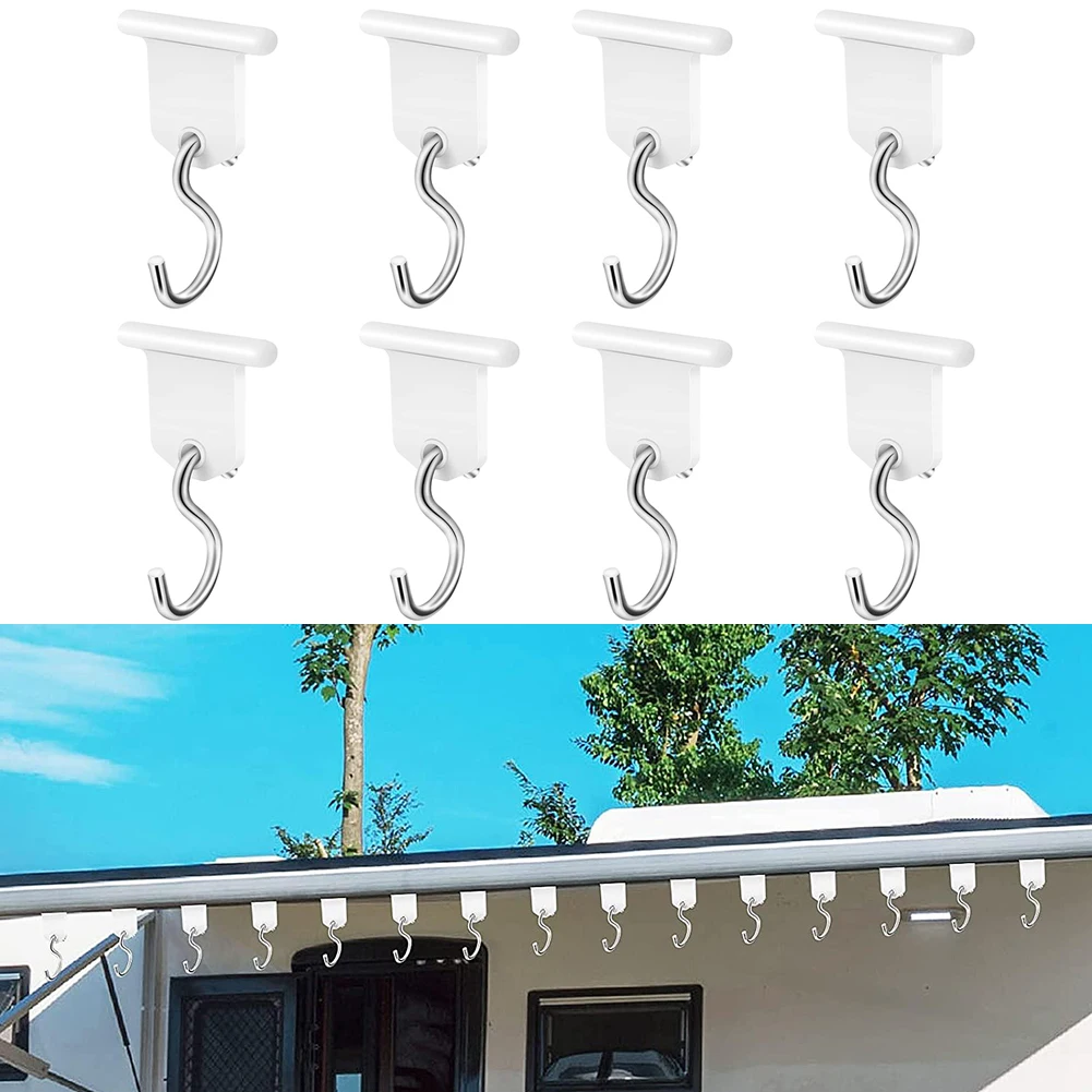 8 X Car Camping Awning Hooks Rack With Holes Clips RV Tent Hangers Light Hangers S Hook For Caravan Camper RV Parts Accessories