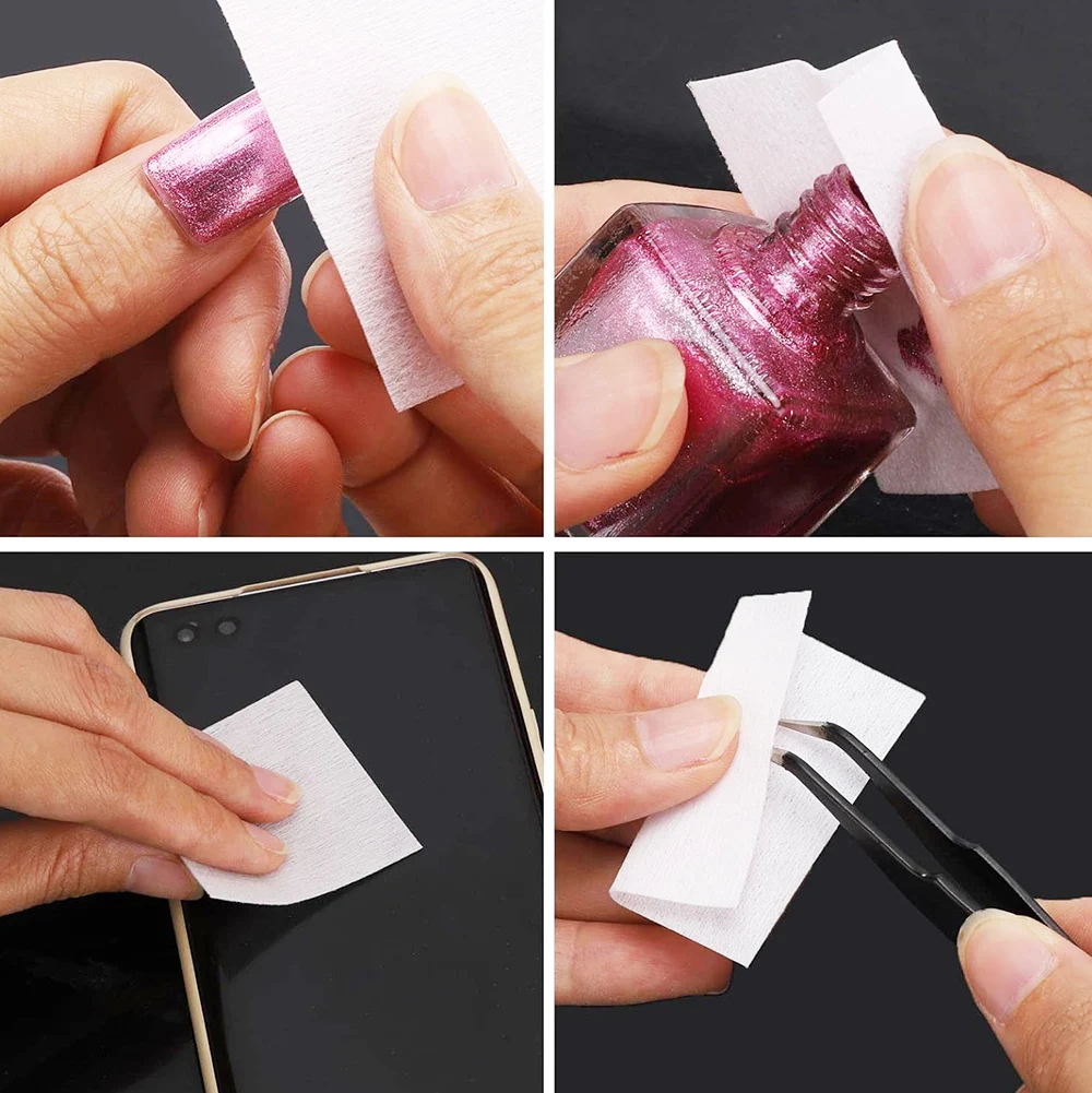100/200/300Pcs Nail Wipe Cotton Pads Gel Nail Polish Acrylic Remover Lint Free Cotton Nail Wipes 6