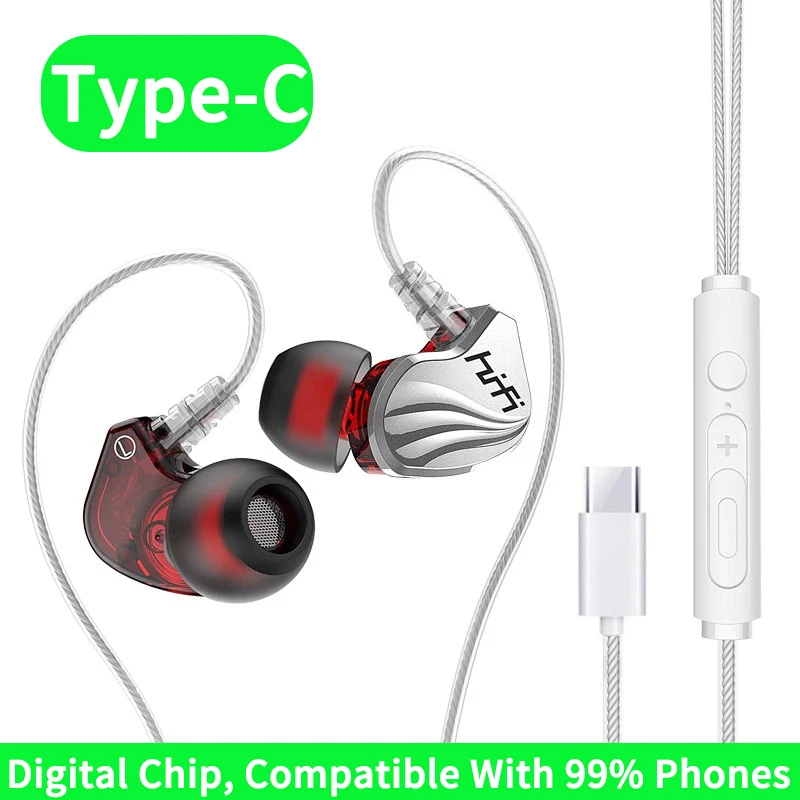 High-Performance Wired In-Ear Headphones with 6D Surround Sound and Built-In Microphone
