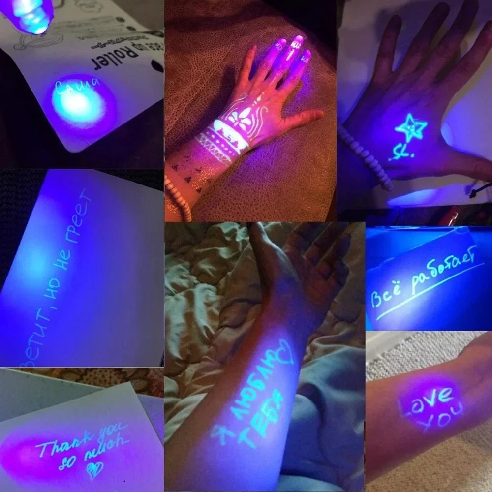 6pcs Luminous Light Pen Magic Purple 2 in 1 UV Black Light Combo Drawing Invisible Ink Pen Learning Education Toys for Child