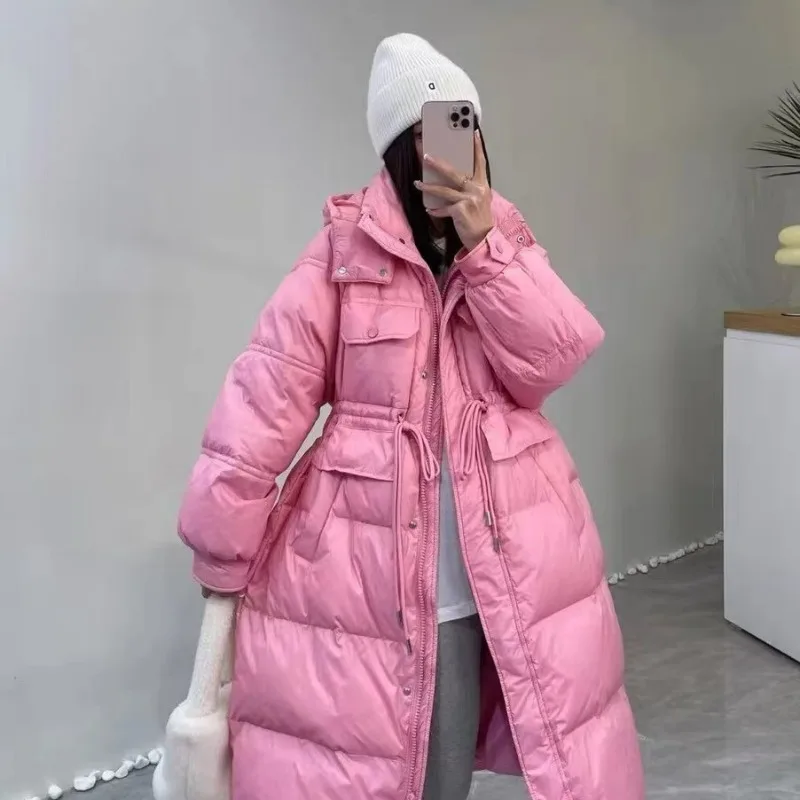 2023 New Women Down Jacket Winter Coat Female Mid Length Version Parkas Thick Warm Outwear Hooded Leisure Time Fashion Overcoat