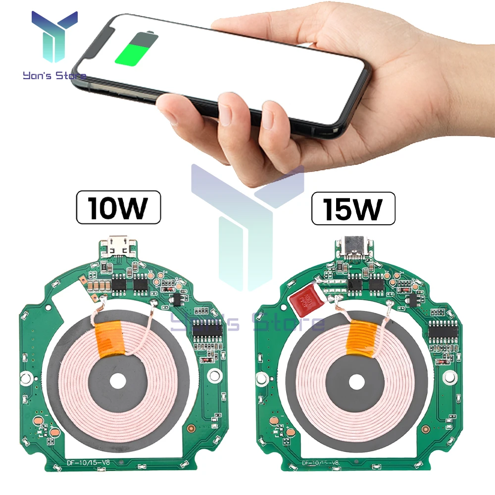 

10W 15W High Power Wireless Charger Transmitter Module Type C + Coil for QI Standard Fast Charging Circuit Board with Protection