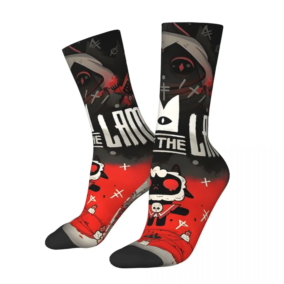 Divertente Calzino Pazzo Per Uomo Cult Hip Hop Vintage Cult Of The Lamb Game Happy Seamless Pattern Stampato Boys Crew Compression Sock