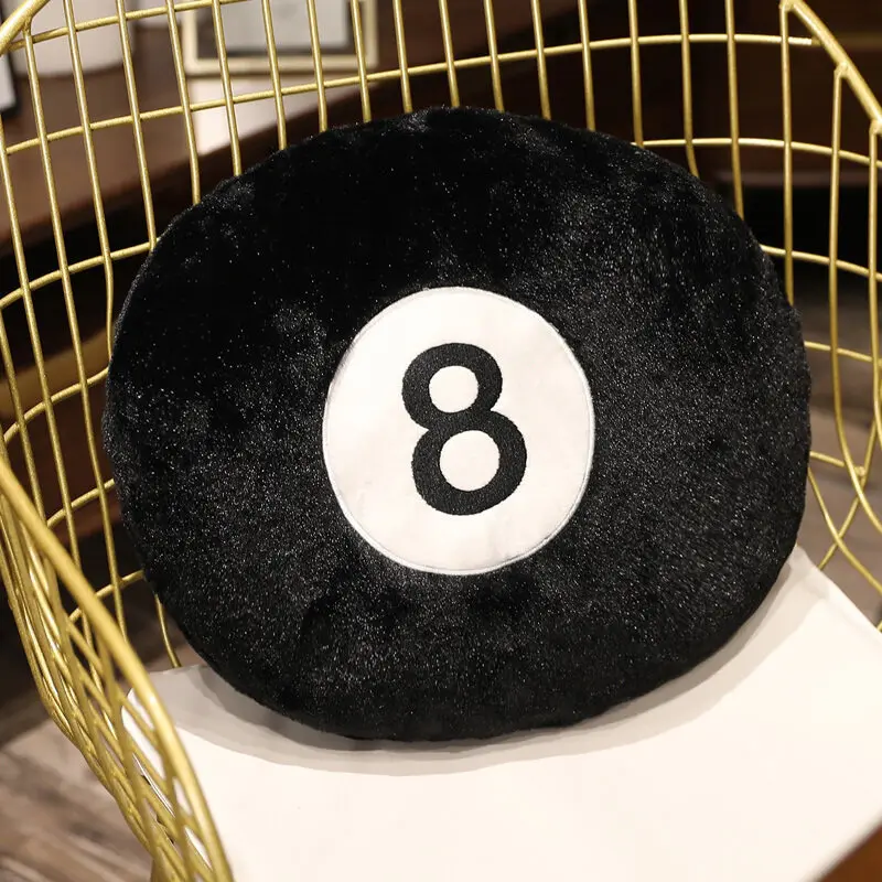 Creative Plush Decorative Toy Black 8 Billiards Pillow Plush Toy Sofa Pillow Cushion Living Room Decoration Birthday Gift