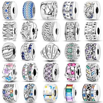 925 Silver CZ Daisy Clip Charm Stopper 1