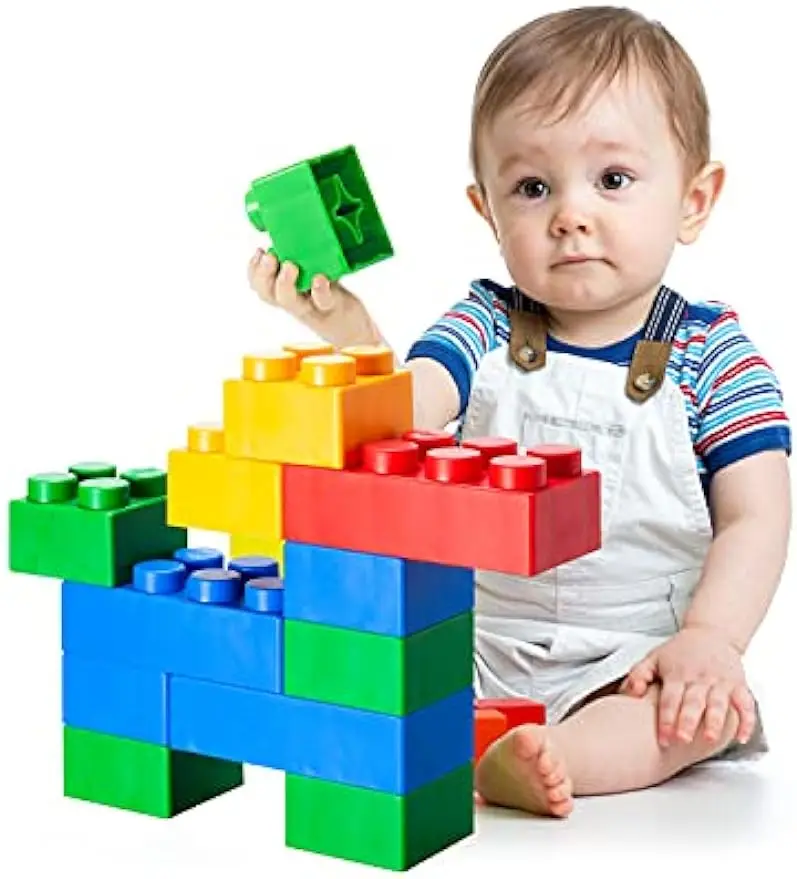 

Plump Soft Building Blocks - 36-Piece Jumbo Stacking Multicolor Set for Early Cognitive Development and Creative Play, 3 Months+