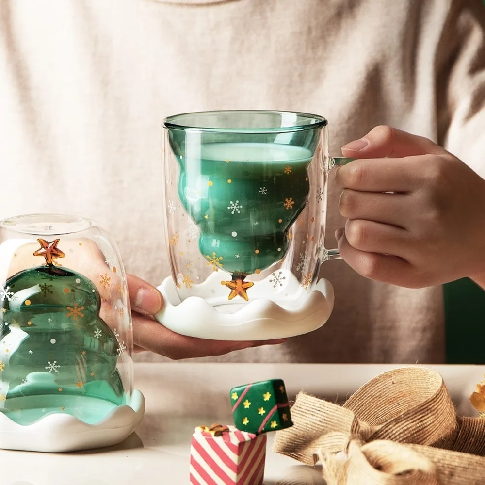 

Christmas Supply Wish Cup Cartoon Double Layer Cup Cute Gift Water Cup Glass