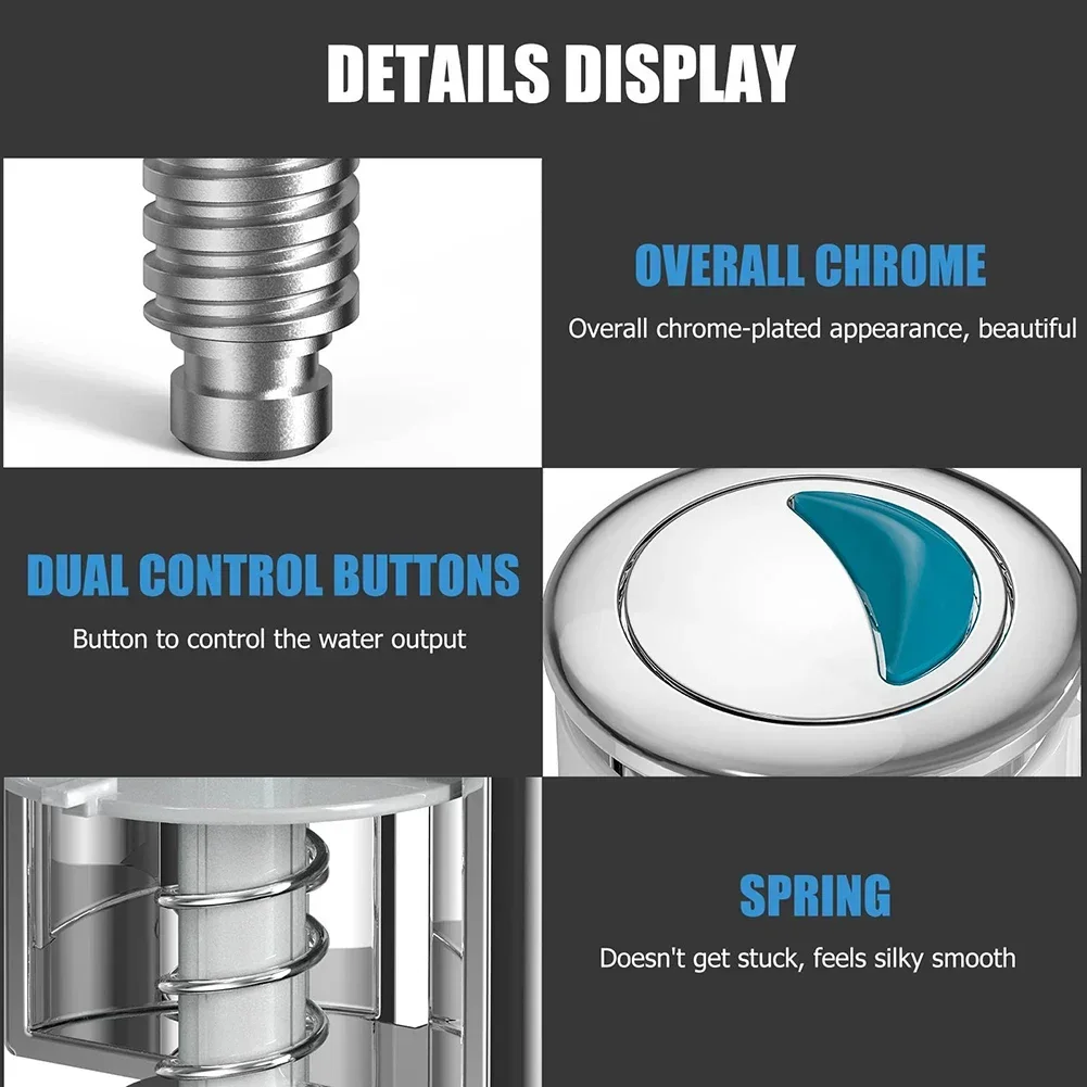 Flush Toilet Button 1pc Toilet Flush Switch For Cistern Tank Flushing Water Saving Button Push Button Switch Toilet Flush Button Toilet Water Tank Valve Toilet Tank Flush Lever Flushing Plate Set