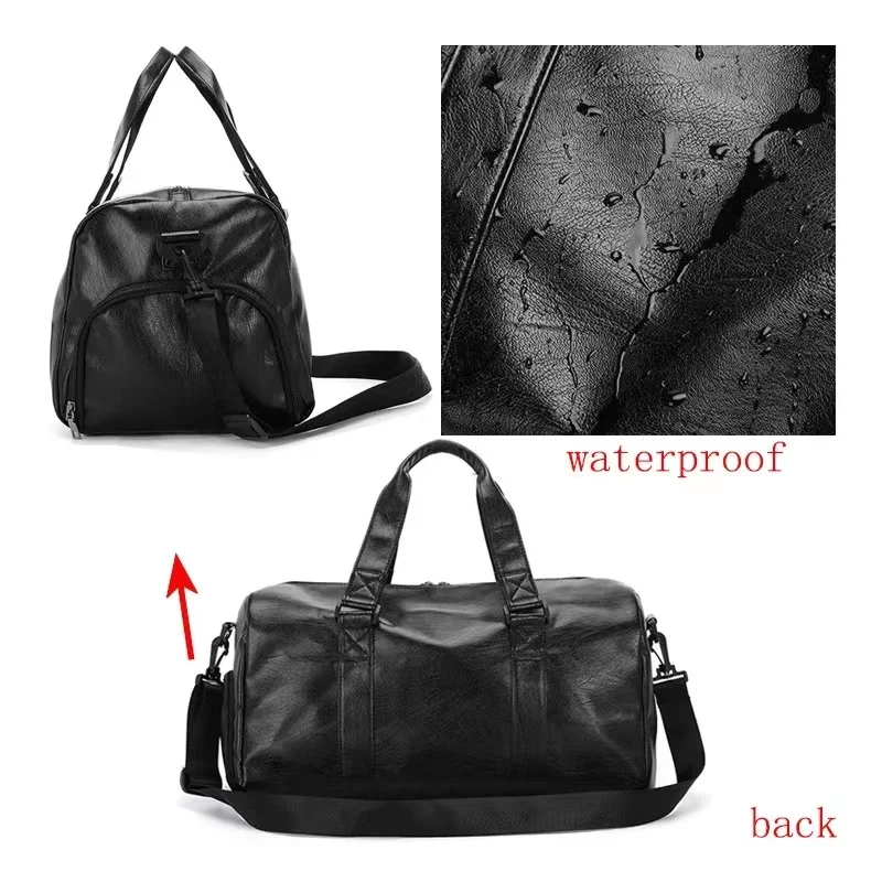 Fashion Pu Leather Luggage Bag Shoes Packet Travel Duffels Outdoor Sport Weekend Bag Training Fitness Duffle Shoulder