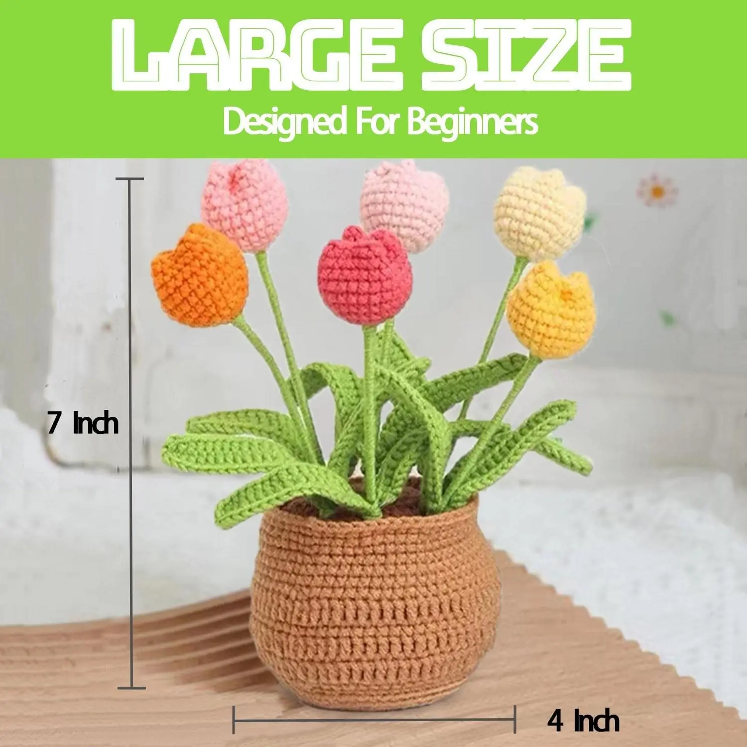 Crochet Knitting Kit for Beginners Multicolored Potted Tulip Step-by-Step  Video Tutorials Learn to Knit Kits for Adults Starter - AliExpress