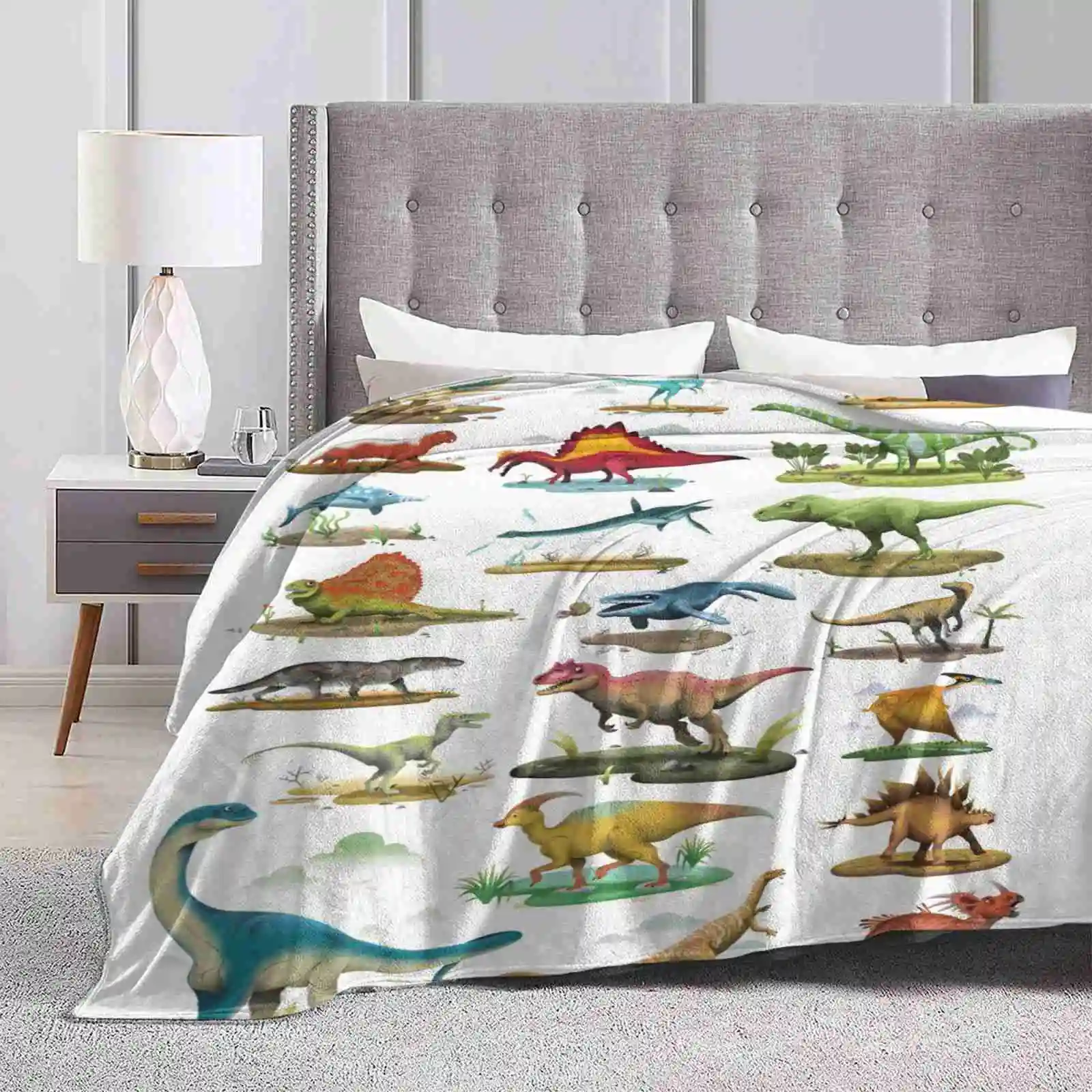 

Dinosaur Poster For Kids New Selling Custom Print Flannel Soft Blanket Dinosaurs Kids Children Learning Prehistoric Monsters