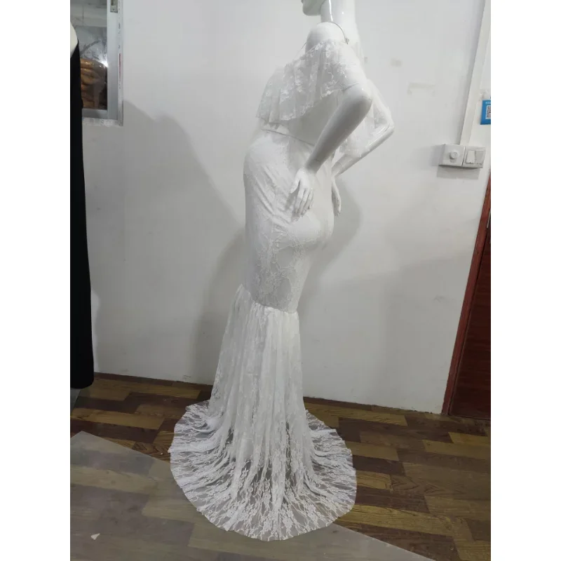 Wedding Pregnant Woman Photography Props Clothing Women Lace Tail Short Sleeve Dress for Photo Shoot 11 S7683e38888c54efdbc2a4efe133da691u