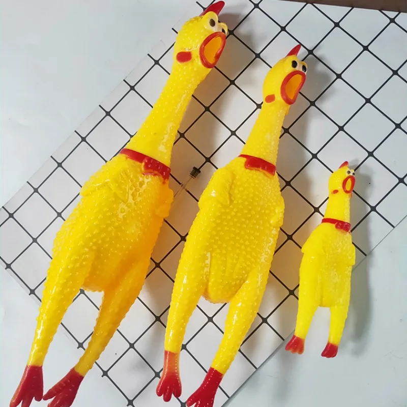New Pets Dog Chew 16/30/39 cm Squeak Toys Screaming Chicken Squeeze Rubber Sound Dog Toy Durable Funny Yellow Vent Chicken 3