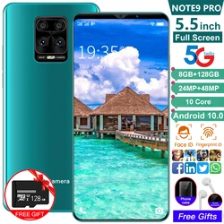 Note 9 Pro Smartphone 5.5Inch Global Version 5G Celular 4800mAh 8+256GB Android 10.0 Mobile Phone Unlocked 4G Network Cell Phone