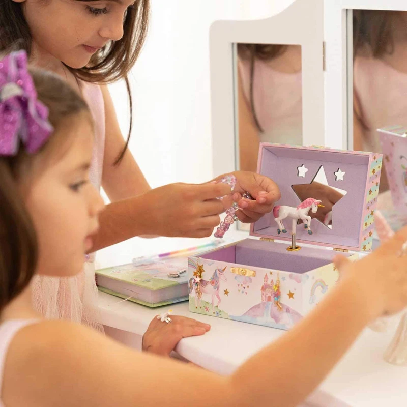 Music Box Christmas Fantasy Rotating Unicorn Children's Music Box New Year Birthday Gift Multifunctional Storage Jewelry Box 4