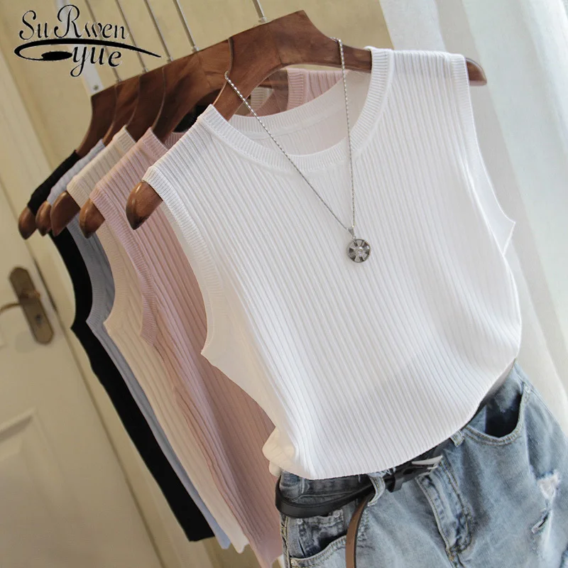 Women Shirts and Blouses Sale,Fashion Ladies Summer Solid Sleeveless O-Neck T-Shirt Casual Tanks Tops Office UK Size Shipping 7 Days 