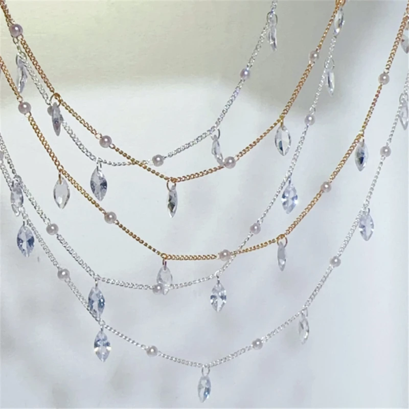 10 Meters New Retro Horse Eyes Crystal Pearl Beads Link Chains for DIY Bracelet Necklace Garment Jewelry Making Accessories