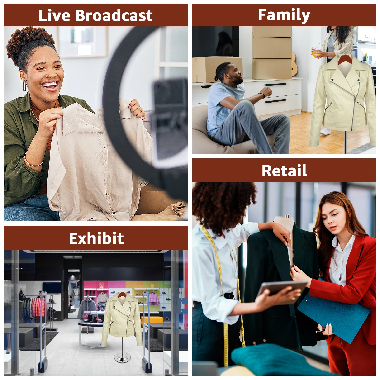 Adjustable T-Shirt Display Stand 40-70cm Flexible Shoulder Rack Multi-Purpose Holder Jacket Sweater Coat Garment Display Stand clothes hanger