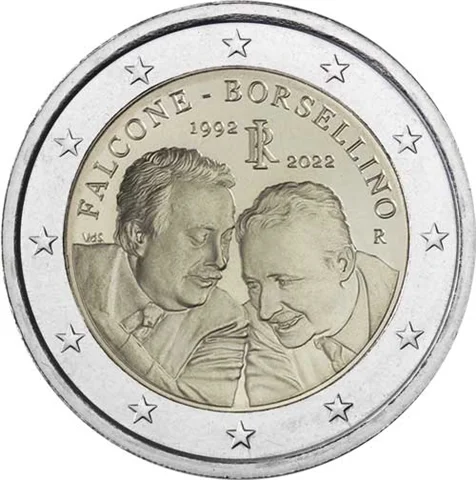 Italia 2022 Moneta Commemorativa Falcone E Borcelino 30 Th Anniversary 2 Euro Unc Nuovo Di Zecca