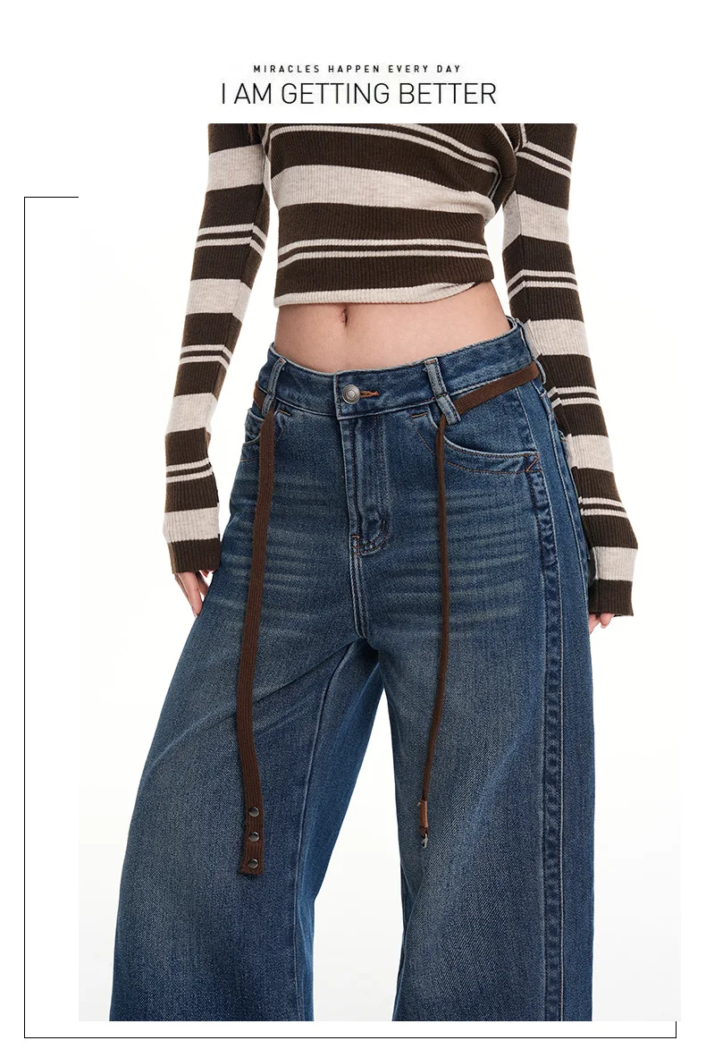 Pantalons en denim extensible pour femmes, taille haute, jambes larges, jeans amples, amincissants, longs, rétro, mode printemps