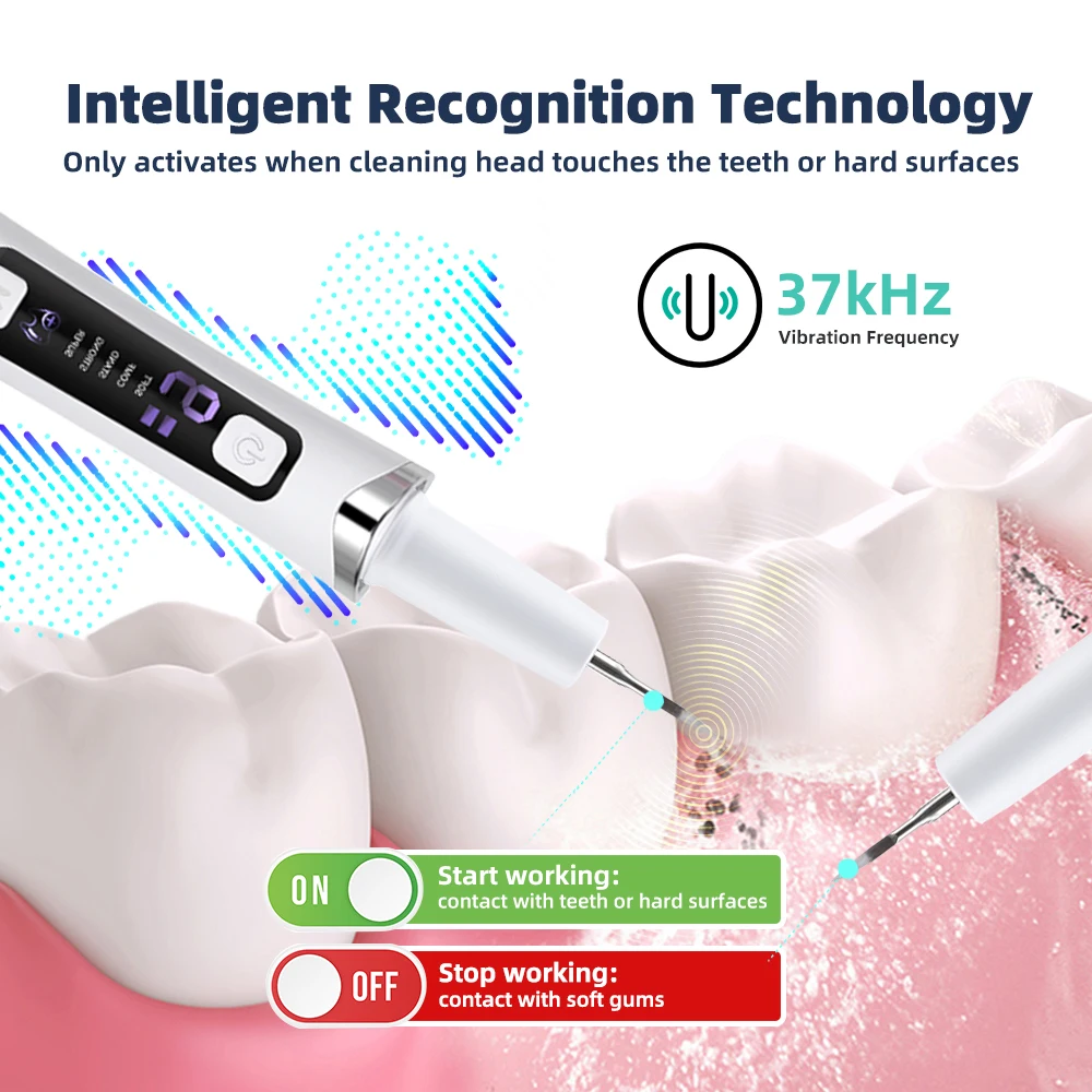 Electric Ultrasonic Dental Scaler with 5 Modes-Oral Tartar & Calculus Remover Teeth Whitening Tooth Stain Cleaner for Oral Care