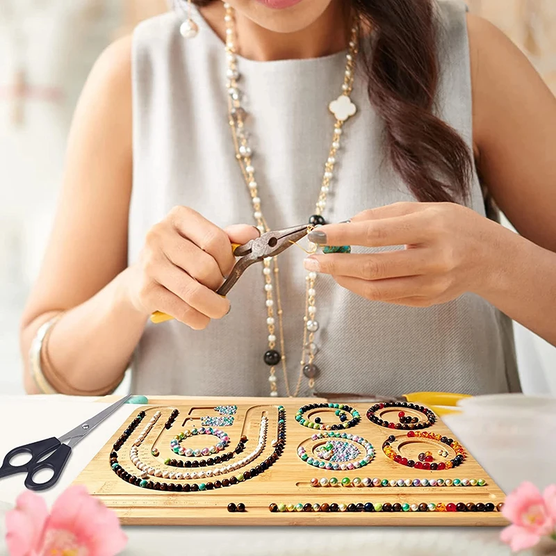 Bamboo Combo Beading Board Wood Beaded Board Storage Organizer Jewelry Tray