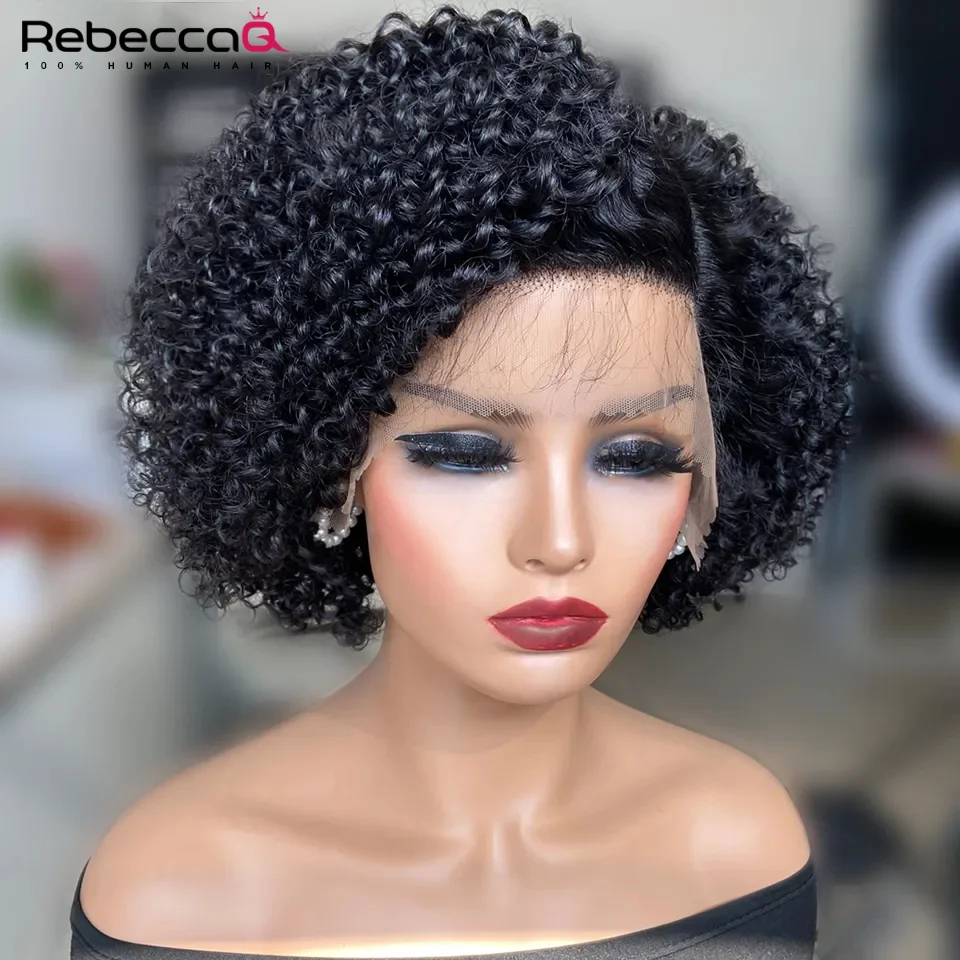 Short Pixie Curly Bob Lace Front Wig Deep Wave Human Hair Wig With Baby Hair Natural Curly Bob Wig Glueless Lace Wigs For Women
