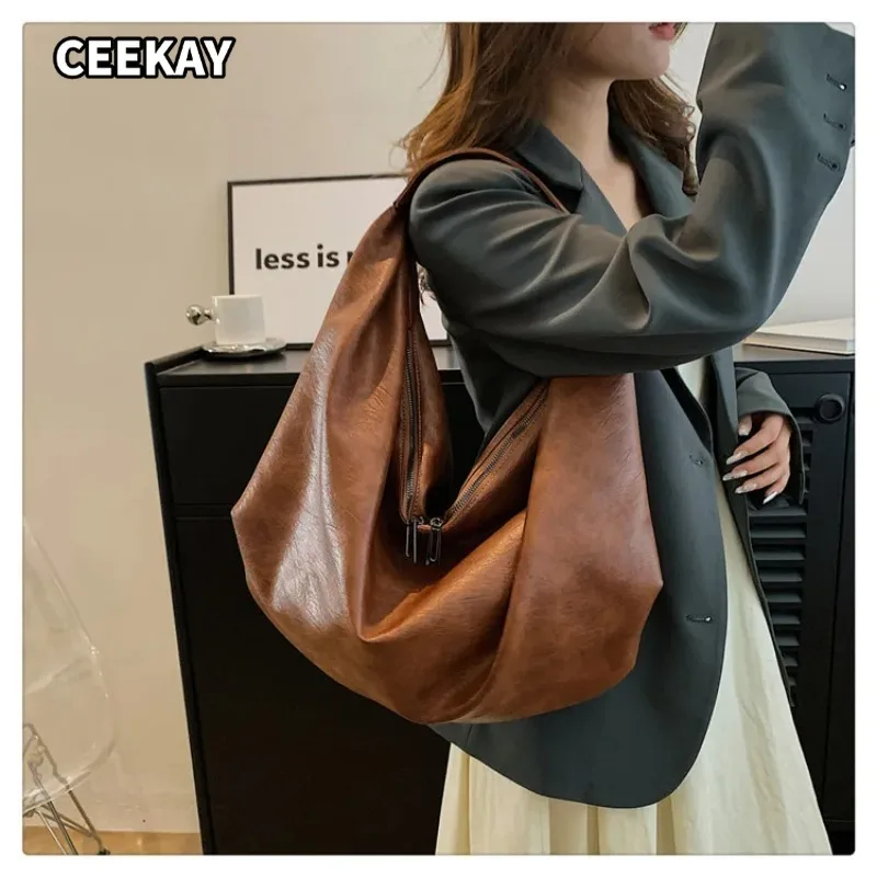 Borsa Shopper Hobo Grande Nera in Morbida Pelle di Qualità - immagine 3