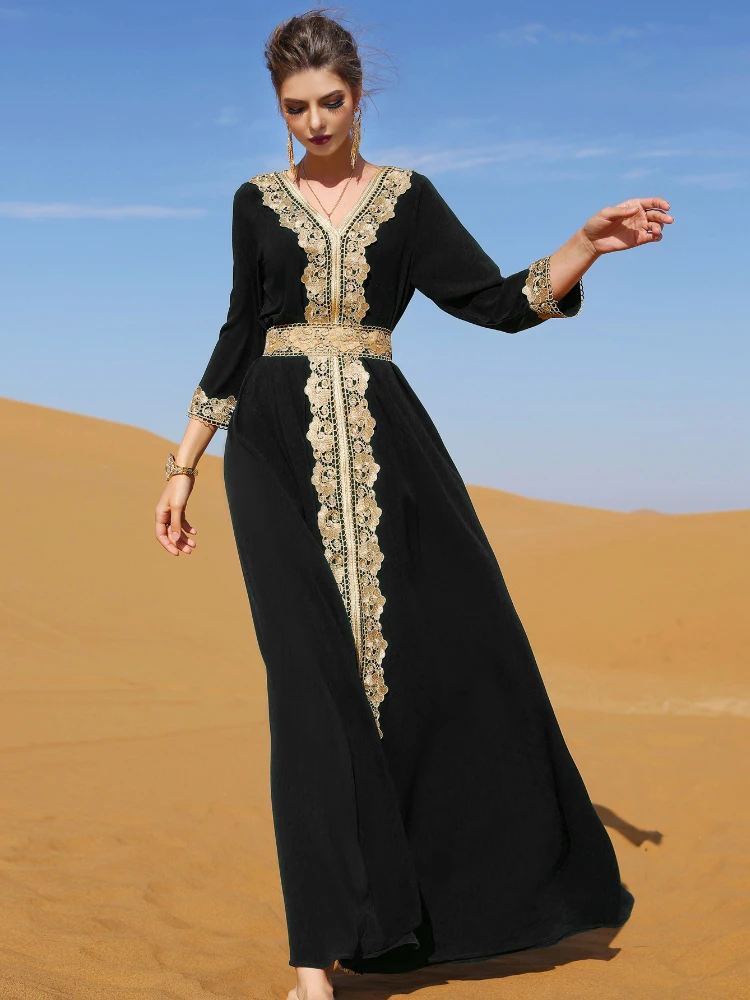 Dubai, Kaftan, Apliques, Islã, Maxi, Túnica de