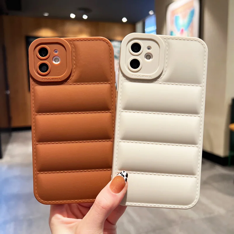 Custodia Per Telefono In Silicone Di Lusso Per Iphone 15 14 Pro 13 12 11 Pro Max X Xr Xs Soft Down Jacket Cover Posteriore Antiurto Per Iphone Xr