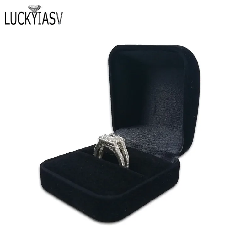 Velvet Trinket Box Ring Box Jewelry Organizer Double Rings BoxJewelry Box Wedding Gift Box Joyeros Organizador De Joyas