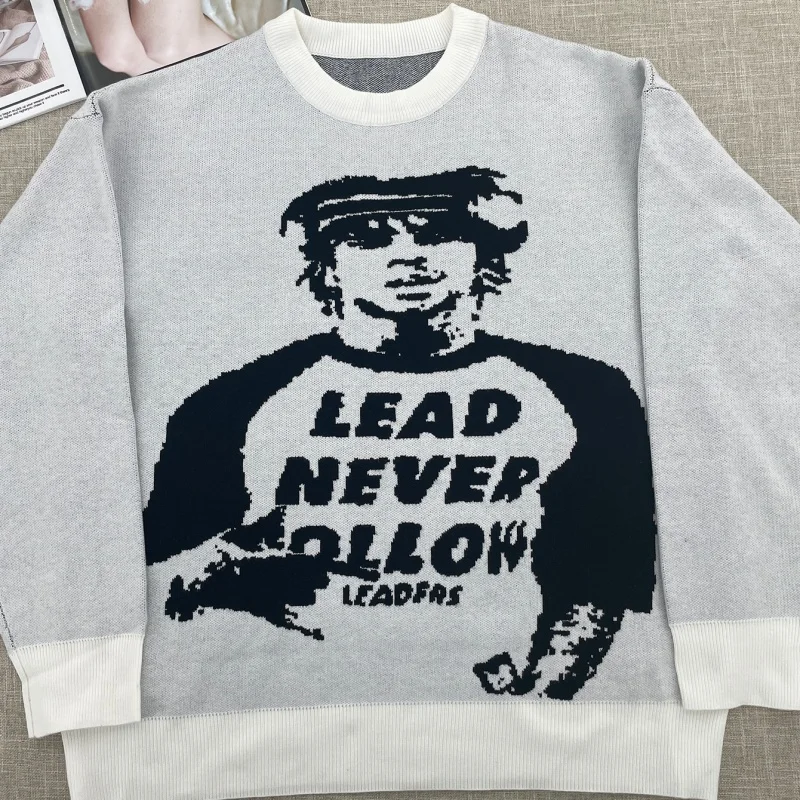 

Women's Vintage Knitted Pullovers Y2k Letter Graphic Sweaters Winter Harajuku Oversized Sweater Unisex Aesthetic Fashion Clothes