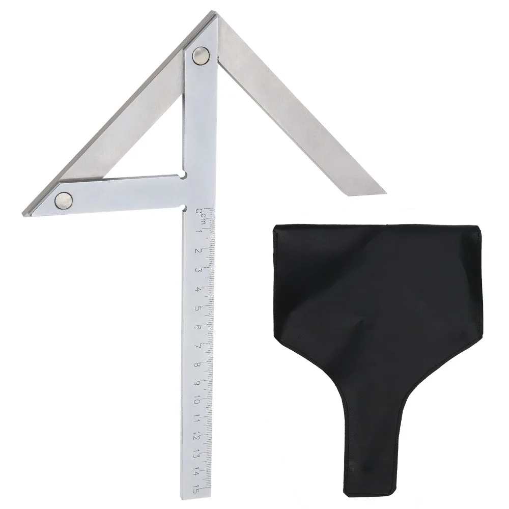 내구성이 뛰어난 탄소강 센터 앵글 게이지 150x130mm 45/90도 센터 마커 눈금자 실버 앵글 게이지 각도기 (열정적인 사용자용)