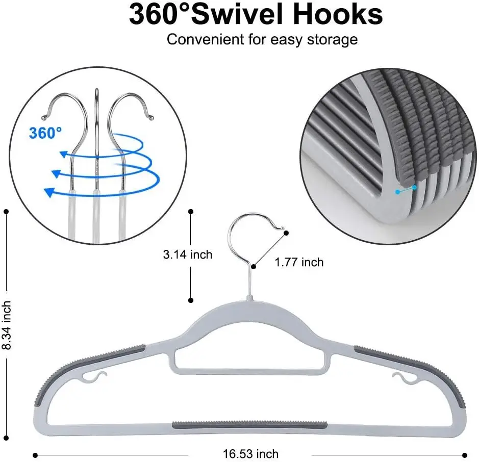 50 Piece Set Of Heavy-Duty Dry And Wet Hangers With Anti Slip Pads Saving Space With a 0.2-Inch Thick Ultra Light Organizer 3