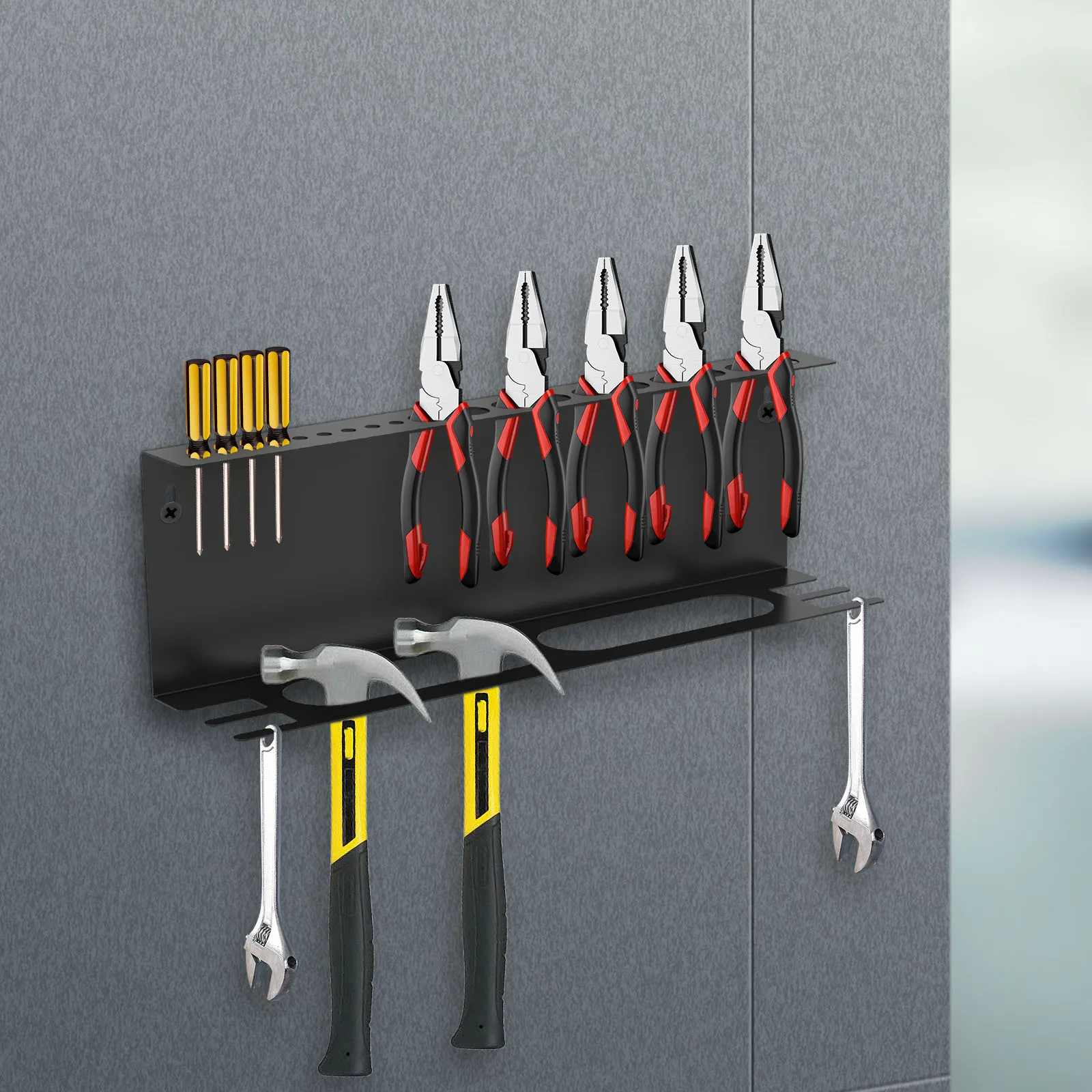 4 in1 Screwdrivers Storage Rack Wall Mount Wrench Pliers Hammer Garage Tool Organizer Rack Save space Garage Storage Holder