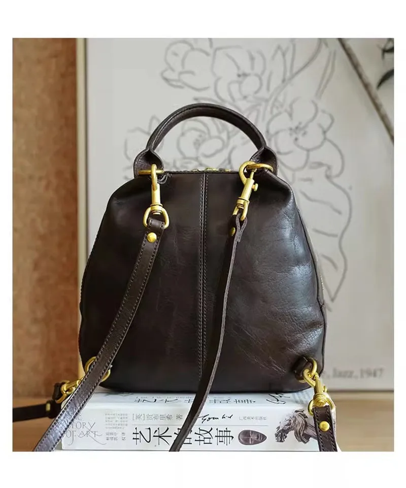 PNDME einfacher Vintage handgefertigter kleiner Damen-Rucksack aus echtem Leder, Wochenende, Outdoor, tägliche Party, echtes Rindsleder, Damen-Büchertasche – Detail 12