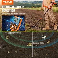 VEVOR Professional Rechargeable Metal Detector 12" IP68 Waterproof Coil 39-50 in Adjustable with LCD 7Modes for Treasure Hunting 2