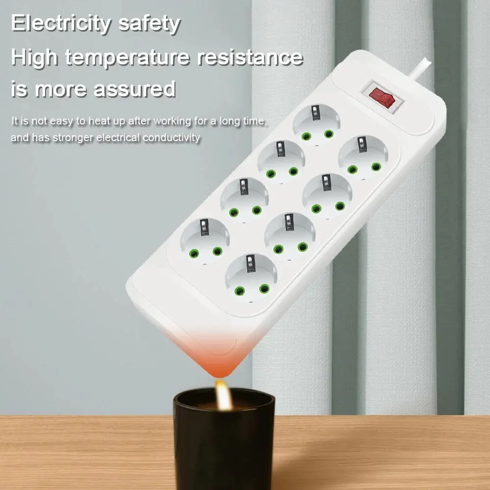 Power Strip EU Plug AC Outlet Multitap Power Strip 2m Extension Cord Electrical Socket Smart USB Home Office Surge Protector Network Filter