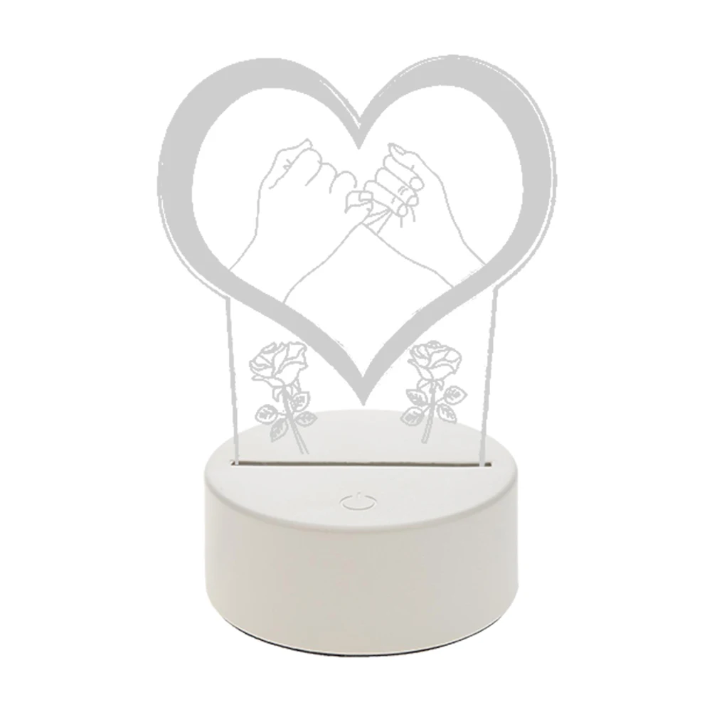 USB 3D LED 침대 옆 야간 조명, 로맨틱 러브 아크릴 데스크탑 테이블 램프