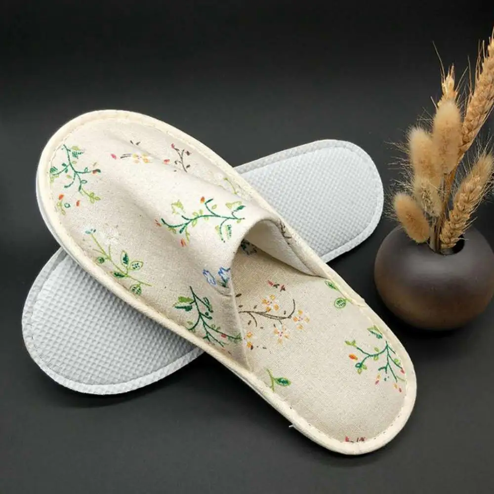 Disposable slippers portable closed toe tree leaf print hotel travel SPA