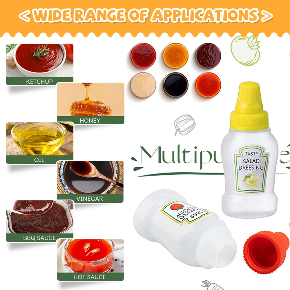 25ml Mini Sauce Bottle Refillable Ketchup Honey Tomato Salad Containers Bottles Portable Sauce Jars Storage Dressing Dispensers sauce bottle