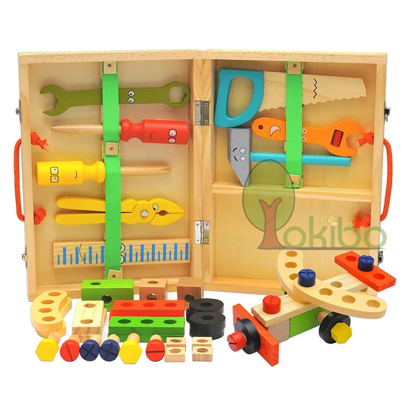 Kids Wooden Toolbox Pretend Play Set Educational Montessori Toys Nut Disassembly Screw Assembly Simulation Repair Carpenter Tool 2 Kids Wooden Toolbox Pretend Play Set Educational Montessori Toys Nut Disassembly Screw Assembly Simulation Repair Carpenter Tool 2