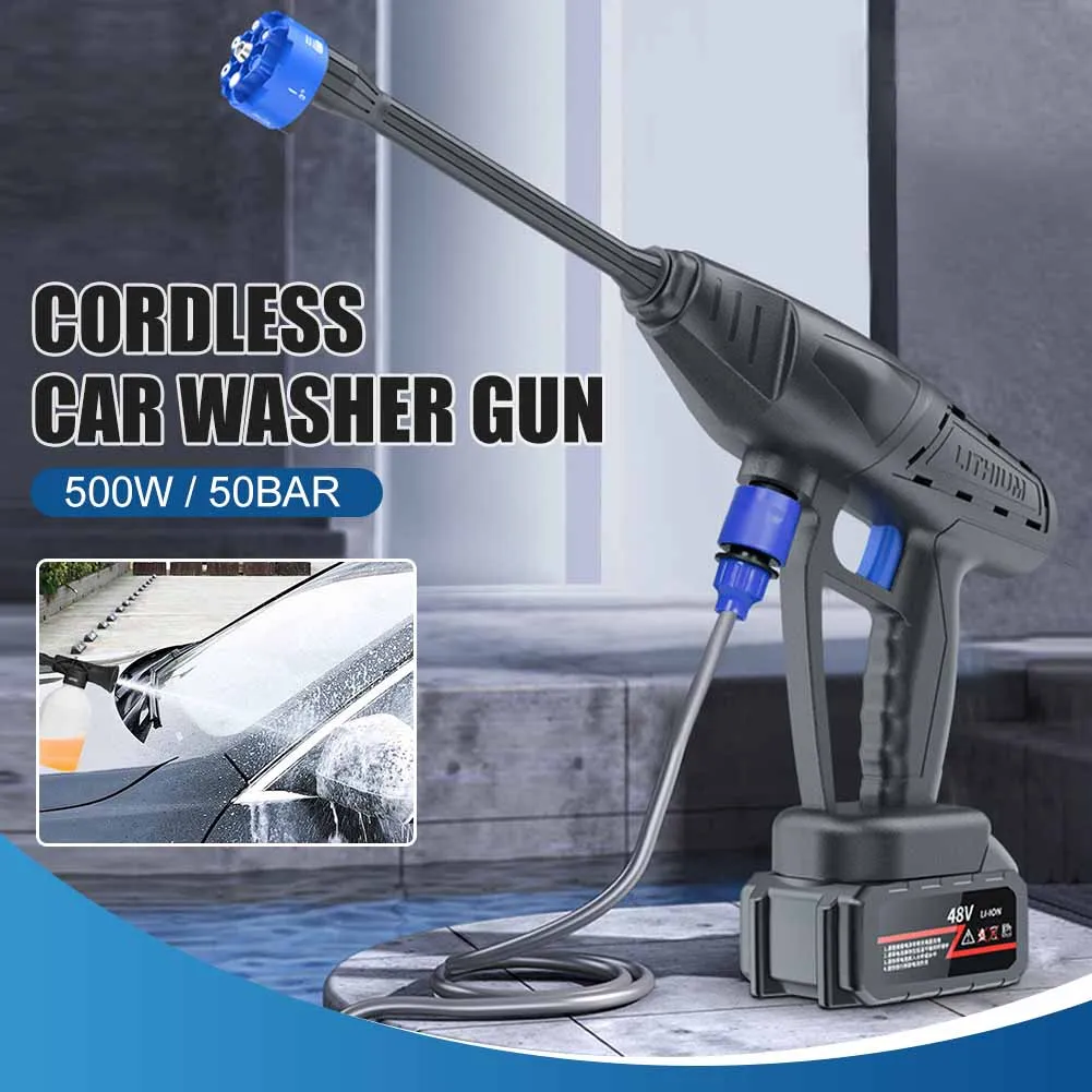 

Cordless High-Pressure Cleaning Machine Garden Water Guns 50Bar Pressure Washer Gun 20000mAh 500W 6 In 1 Sprayer Water Gun Wash