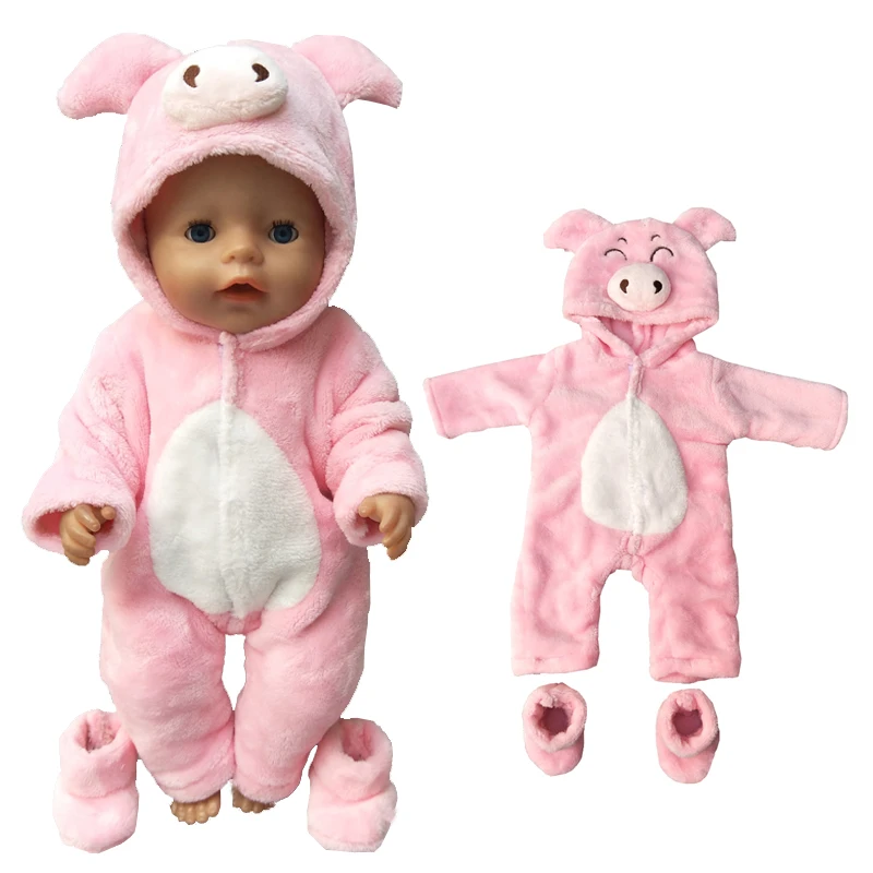 40cm Doll Clothes For 43cm Baby Doll Boy Clothes Pants Pink Pig Set For