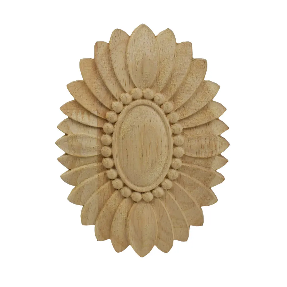 

5PCS European Oval Wood Corner Decal Unpainted Wood Carved Onlay Applique Woodcarving for Home Furniture Decoration DIY